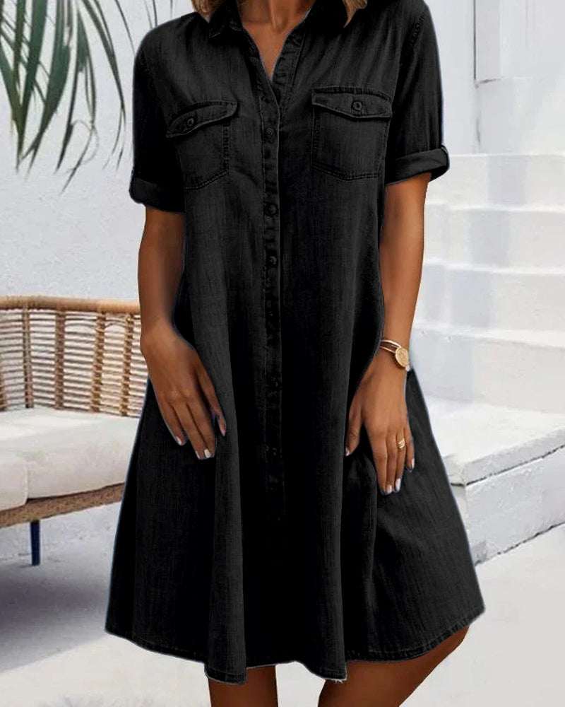 Christine™ | Robe Chemise en Denim Élégante