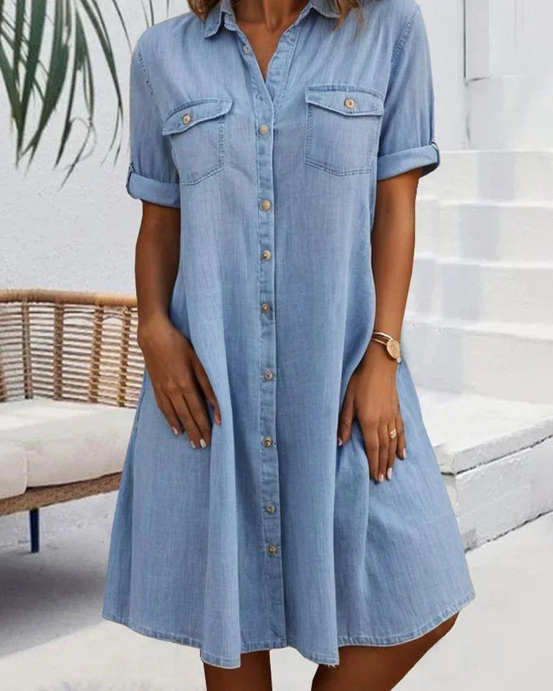 Christine™ | Robe Chemise en Denim Élégante