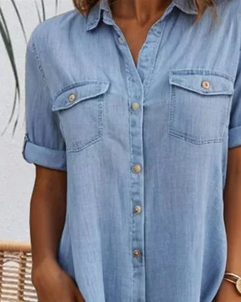 Christine™ | Robe Chemise en Denim Élégante