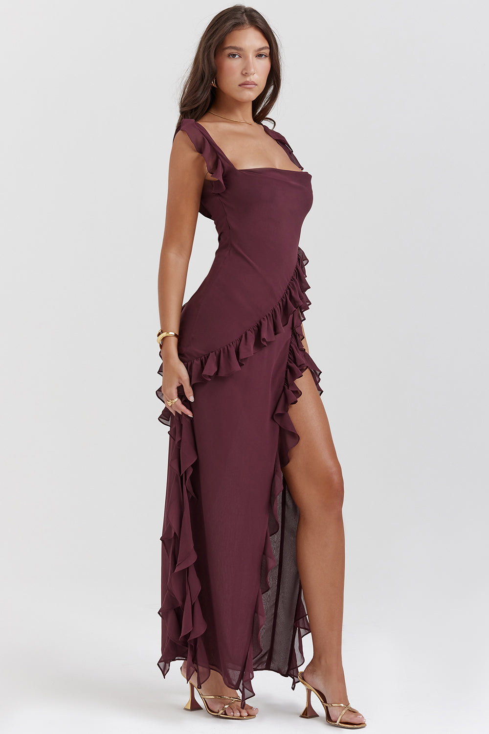 Ariella™ | Robe Longue Fendue à Volants