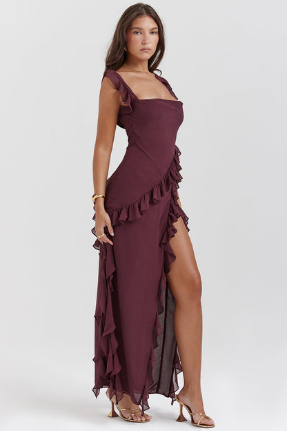 Ariella™ | Robe Longue Fendue à Volants