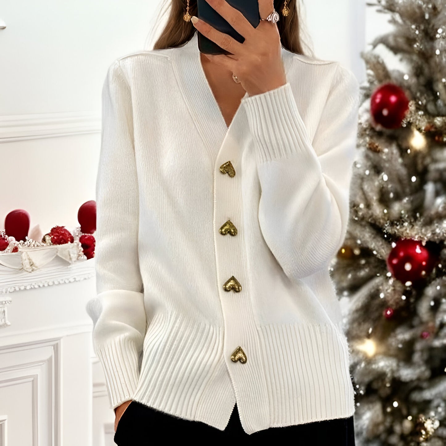 Elsa™ | Cardigan Scandinave à Boutons Cœur