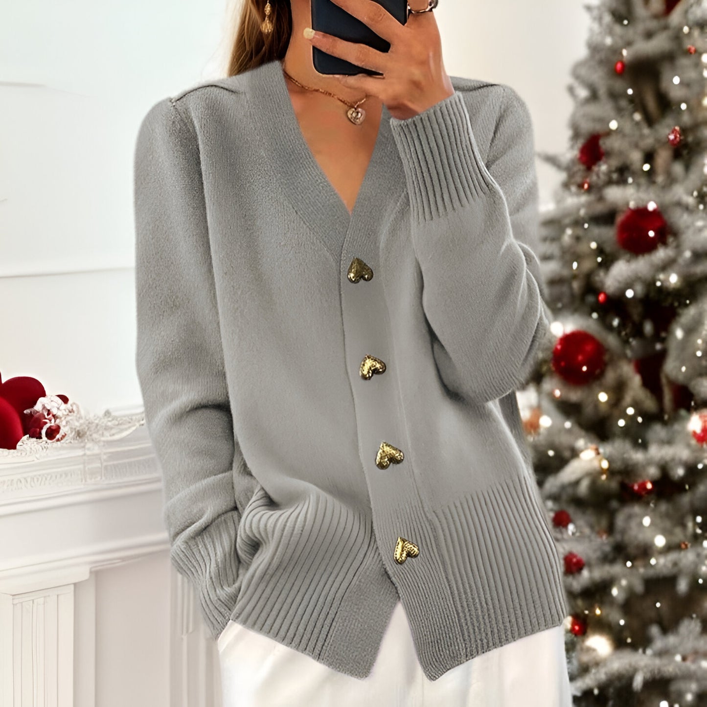 Elsa™ | Cardigan Scandinave à Boutons Cœur