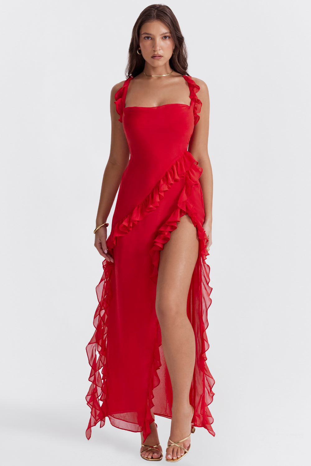 Ariella™ | Robe Longue Fendue à Volants
