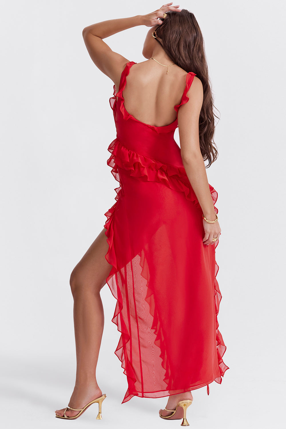 Ariella™ | Robe Longue Fendue à Volants