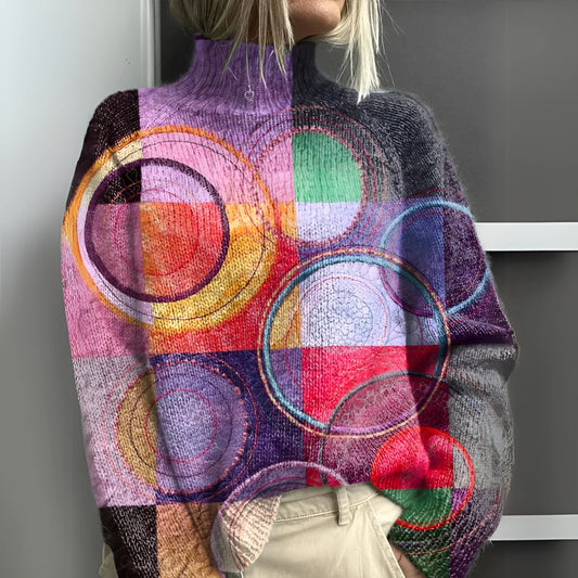 Gaëtane™ | Col roulé tricoté color block